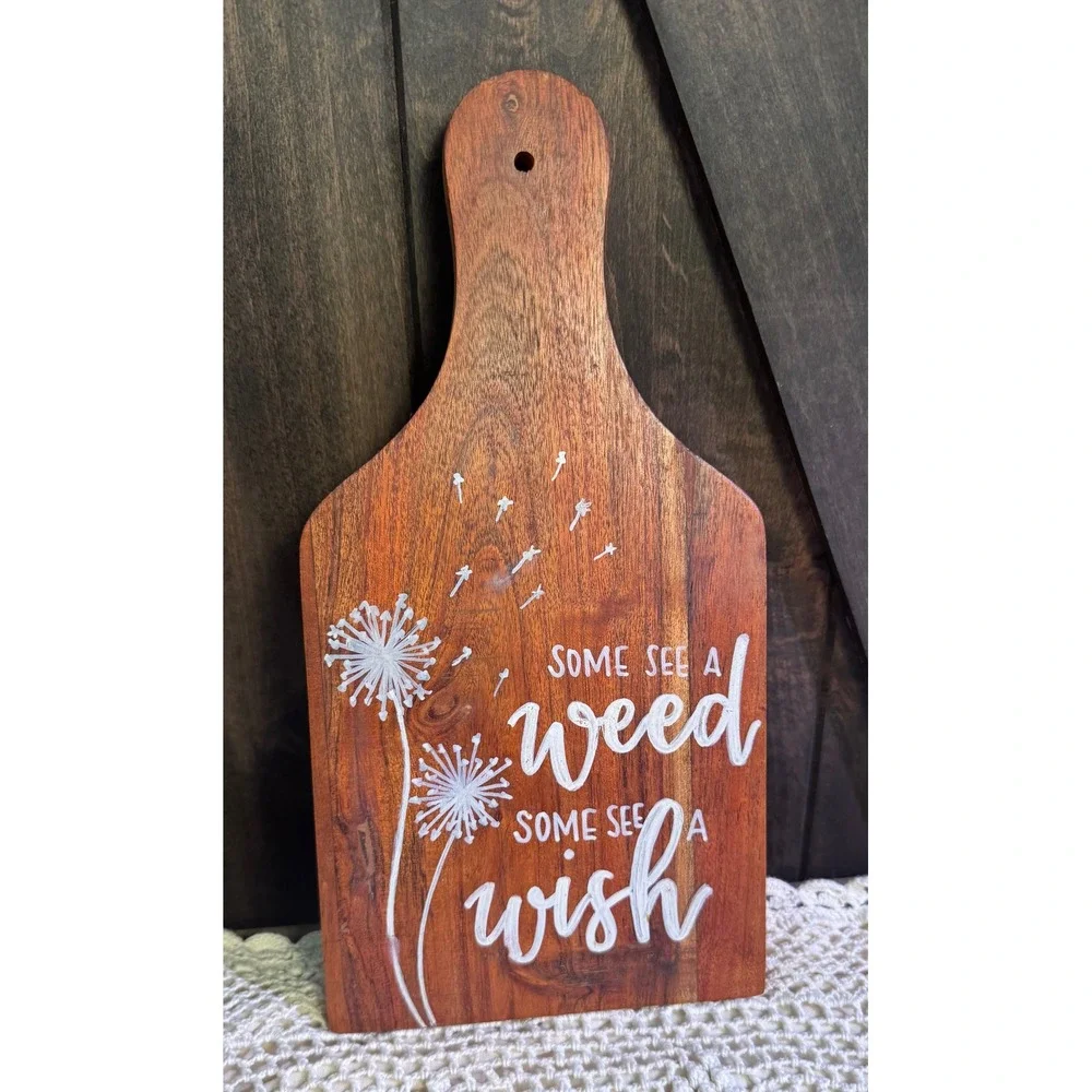 Dandelion Wood Cutting Board Some See A Weed Some See‎ A Wish Rustic Decor